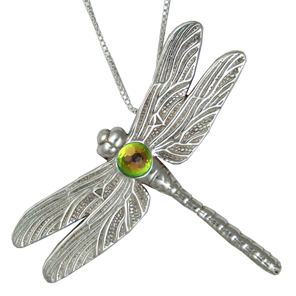 Sterling Silver Dragonfly Pendant With Crystal Ball